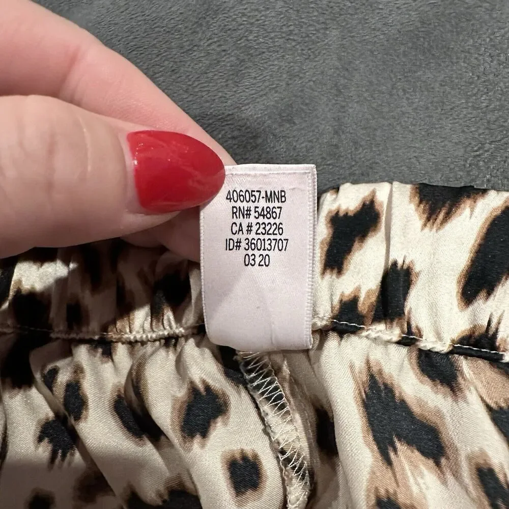 Victoria’s Secret Leopard  Print Silky Satin Drawstring Pajama Lounge Pants Sz L